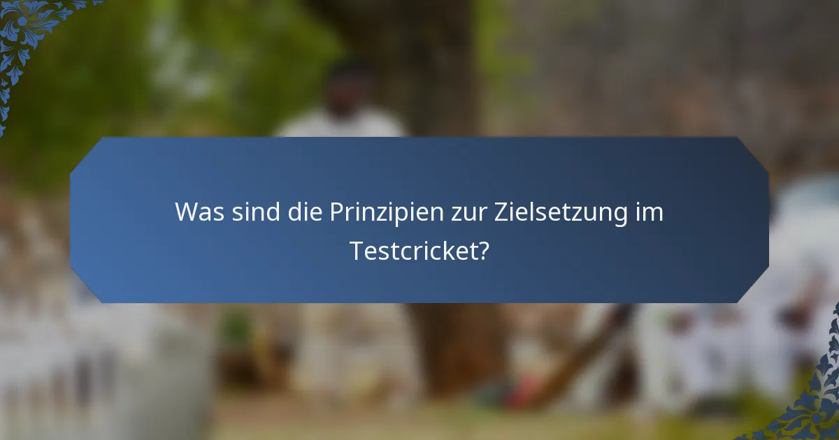 Was sind die Prinzipien zur Zielsetzung im Testcricket?