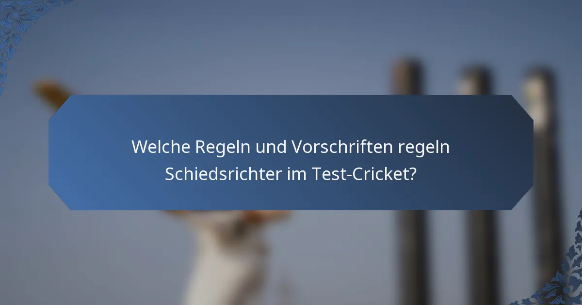 Welche Regeln und Vorschriften regeln Schiedsrichter im Test-Cricket?