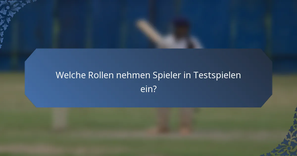 Welche Rollen nehmen Spieler in Testspielen ein?