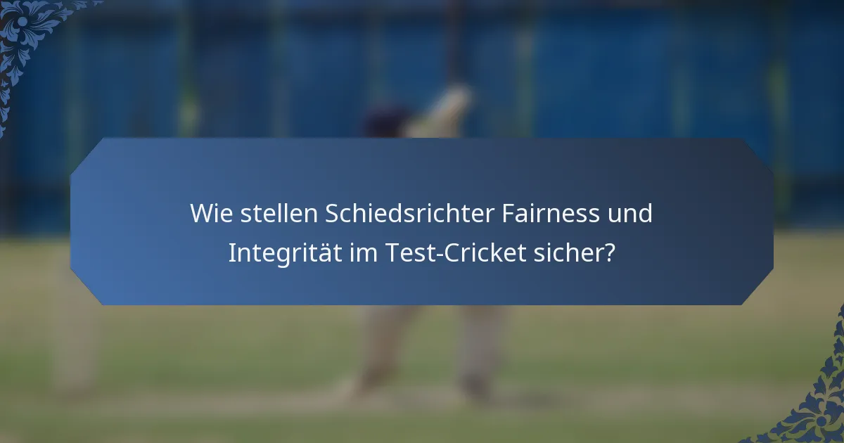 Wie stellen Schiedsrichter Fairness und Integrität im Test-Cricket sicher?