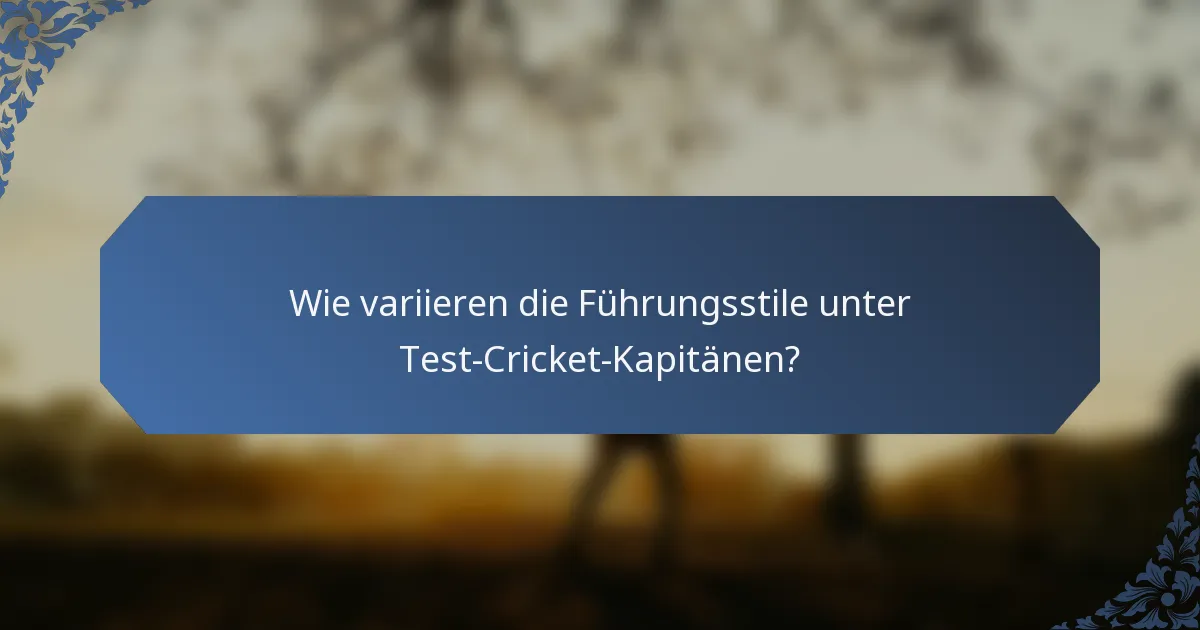Wie variieren die Führungsstile unter Test-Cricket-Kapitänen?